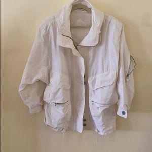 London fog white multi pocket Utility zip jacket spring summer lightweight